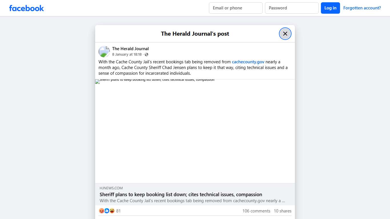 With the Cache County Jail’s recent... - The Herald Journal | Facebook
